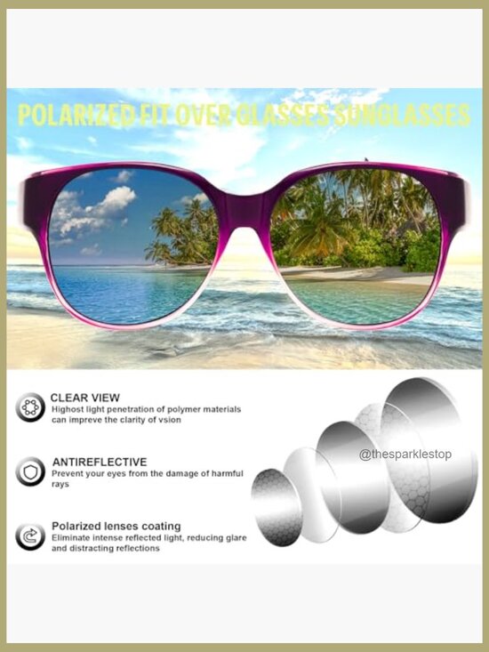 Fit Over Glasses Polarized Sunglasses, UV400 Protection, Polycarbonate Frame